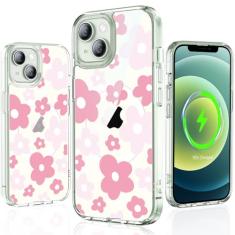 YNSZAS Capa para iPhone 12, compatível com MagSafe, capa de telefone fofa com flores coloridas exclusivas, policarbonato rígido + TPU à prova de choque, capa protetora floral retrô feminina para Apple