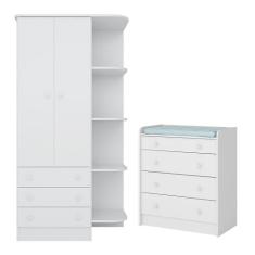 Guarda Roupa Roupeiro Infantil 825 com Cômoda 2523 Doce Sonho Qmovi Br