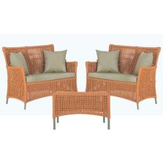 2 Sofás Área e Mesa Igapó Alumínio Pintura Fendi Corda Náutica Estofad