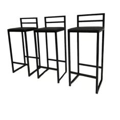 kit 3 Banquetas Industriais Altas P/cozinha, balcão, área de lazer - M