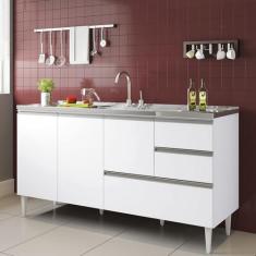 Balcão para pia de 1,60 mt Maceió com gavetão Branco - ByMadero Mobili