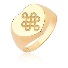 Anel Coração Com Nó Do Amor Desenhado Ouro 18k A502 - MAEHLER JOIAS, D
