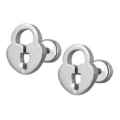 Brinco Infantil Aço Cirúrgico Cadeadotarraxa Baby - Prateado - De Cast