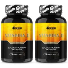 Vitamina D 75 Cápsulas Growth Supplements Kit 2 Potes