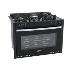 Fogao a Gas de Embutir 5 Bocas Venax Gaudi Platinum Vitreo Preto 220V