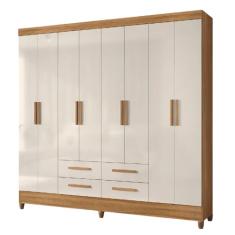 Guarda Roupas Casal 8 Portas 4 Gavetas Freijó/Off White Flórida Moval