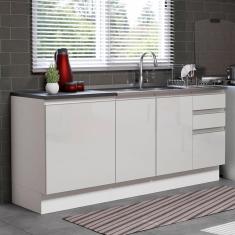 Kit com 2 Balcões de Cozinha Madesa Acordes 100% MDF (Sem Tampo e Pia) - Frentes Branco Brilho