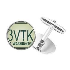 DIYthinker Abotoaduras com clipe de botão redondo padrão de número de carro americano EUA