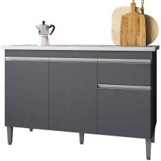 Balcão de Pia 120 cm Talita 3 Portas 1 Gaveta Cinza