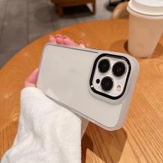 Capa protetora de anel de câmera de metal de luxo para iPhone 14 13 12 11 Pro Max Transparente acrílico à prova de choque Armor Defender Capa protetora, preta, para iPhone 13 ProMax