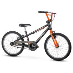 Bicicleta Infantil Aro 20 Masculina Preta E Laranja Nathor