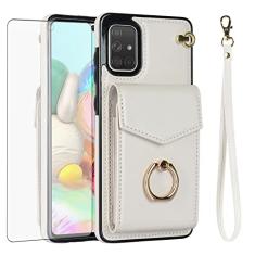 Asuwish Capa de telefone para Samsung Galaxy A51 4G capa carteira com protetor de tela de vidro temperado e anel de bloqueio RFID suporte suporte para cartão de crédito acessórios celulares A 51 M40S