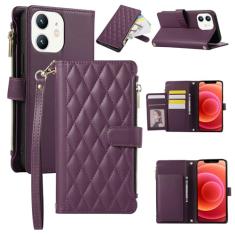 Capa carteira para iPhone 11, capa de couro para celular com 6 compartimentos para cartão e 1 compartimento para dinheiro e 1 bolsa com zíper, fivela magnética à prova de choque com corda de mão e