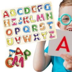Quebra-Cabeça Indantil Encaixe Divertido Com Pinos Letras