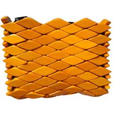 Bolsa de Madeira, tipo Carteira, Porta-Moedas, Amarela - Ideias by San