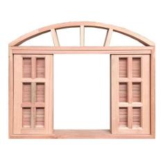 Janela de Madeira Veneziana de Correr em Arco Padrão Cedro Esquadrias 