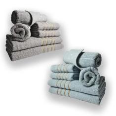 Jogo de Toalhas 12pcs - 4 Banhos 4 Rosto 4 Tapetes Cz+Vd - Toalhas Bek