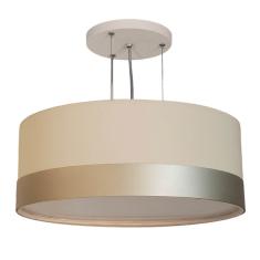 Lustre Pendente Cúpula Crú Com Detalhe Bronze 50x15