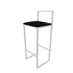 Banqueta Alta Balcão Bistrô Industrial Branca Assento Estofado (PRETO)