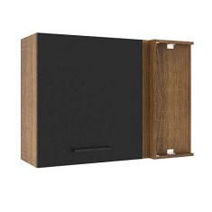 Armário Aéreo de Canto Madesa Agata 1 Porta - Rustic/preto