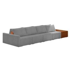 Sofá Ilha 4 Lugares Living 472cm Modulado Lary Bouclê K01 Cor Cinza - 