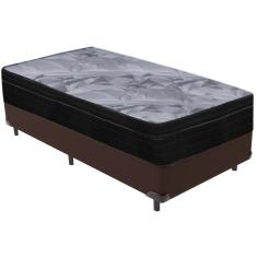 Cama Box Marrom e Colchão Airtech Pampa Molas ensacadas Solteiro Ortobom
