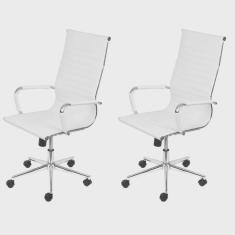 Kit 2 Cadeiras para Escritório Presidente Esteirinha com Relax Corino 3301 Or Design