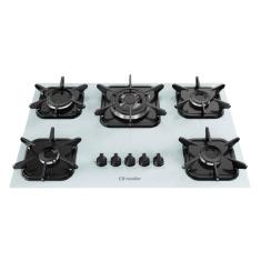 Cooktop à Gás Mueller 5 bocas Tripla Chama Mesa Vidro Branco - Bivolt