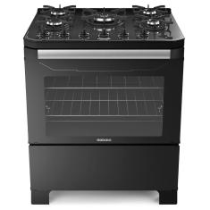 Fogão 5 Bocas a Gás Itatiaia Itamaster com Mesa de Vidro e Queimador Tripla Chama Preto Bivolt