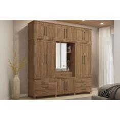 Guarda Roupa 3 Portas 1 e 7 Gavetas Londres Capelinha Ébano - Santos A