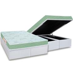 Cama Box Baú Queen: Colchão Espuma D33 Castor Sleep Max Duplo + Base Crc Courano White(158X198)