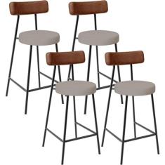 Kit 04 Banquetas Baixa Cozinha Sala De Jantar Milão L02 material sinté