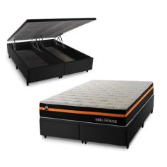 Conjunto Box Baú Preto Sirius Preto 158x198x72 c/ Molas Ensacadas