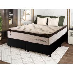 Conjunto Cama Box c/ Molas Ensacadas Quartzo Marrom King 193x203x71