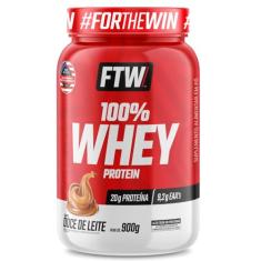 FTW 100% Whey Protein com Proteína Concentrada WPC, Suplemento Alimentar Pós-Treino em Pó com Fonte de Proteína do Soro do Leite, Alto Valor Biológico, Sem Glúten – Pote 900g (Sabor Doce de Leite)