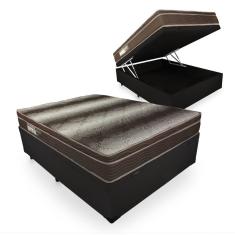 Cama Box Com Baú Casal + Colchão De Espuma D28 - Ortobom - Light Ortopédico 138x188x67cm