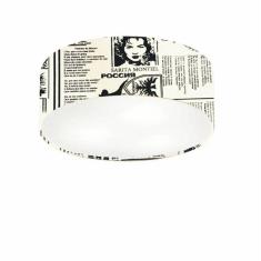 Plafon Cilíndrico Vivare Md-3005 Cúpula Em Tecido 40x12cm - Bivolt Estampado-jornal 127/220v