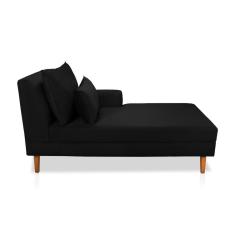 Divã Chaise Jade 1,60 Cm Pés Chanfrado Veludo Preto