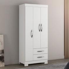 Guarda Roupa Solteiro NT5000 3 Portas 2 Gavetas Branco New-Rosa Flex Notável Móveis