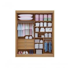 Guarda Roupa Solteiro Santorini Ripado 2 Portas Bater 3 Gavetas 100% MDF cinamomo-off White Móveis D'Doro