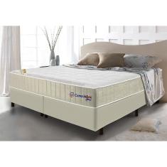 Conjunto Cama Box King Com Molas Ensacadas Cama Inbox Cloud Bege 193x203x67