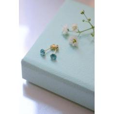 Brinco de Ouro 18k Zircônia de 4mm Infantil, bebê, recém nascido ou 2 