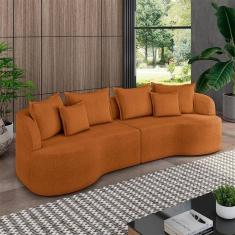 Sofá Living Salinas 3 Lugares Com Almofadas 230cm Modulado Bouclê Terracota G33 Gran Belo