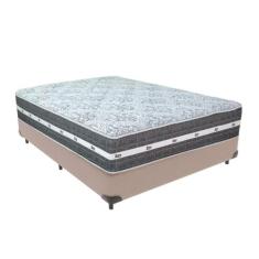 Cama Box Bege e Colchão Black Graphite Molas Ensacadas Casal 138x188X2