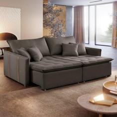 Sofa Cama Retratil e Reclinavel 220cm Detroid Yescasa Veludo