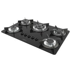 Fogão Cooktop Elétrico 5 Bocas Tripla Chama Bivolt Mesa Em Vidro - Safe - Ferro Fundido - Fogatti