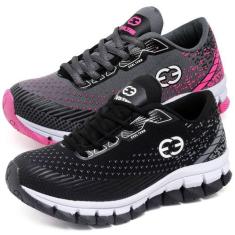 Kit 2 Tênis Infantil Feminino Evoltenn Impacto, Cinza, Preto, 34