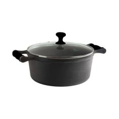 Caçarola Ferro Alça Silicone Preto Tampa Vidro 9,8 lts 32cm