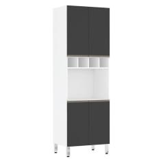 Paneleiro Perola 70 Cm C/ Nicho Microondas Branco C/ Preto T