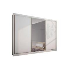 Guarda Roupas 3 Portas de Correr e 8 Gavetas c/ Espelho Natus Plus Branco - Novo Horizonte